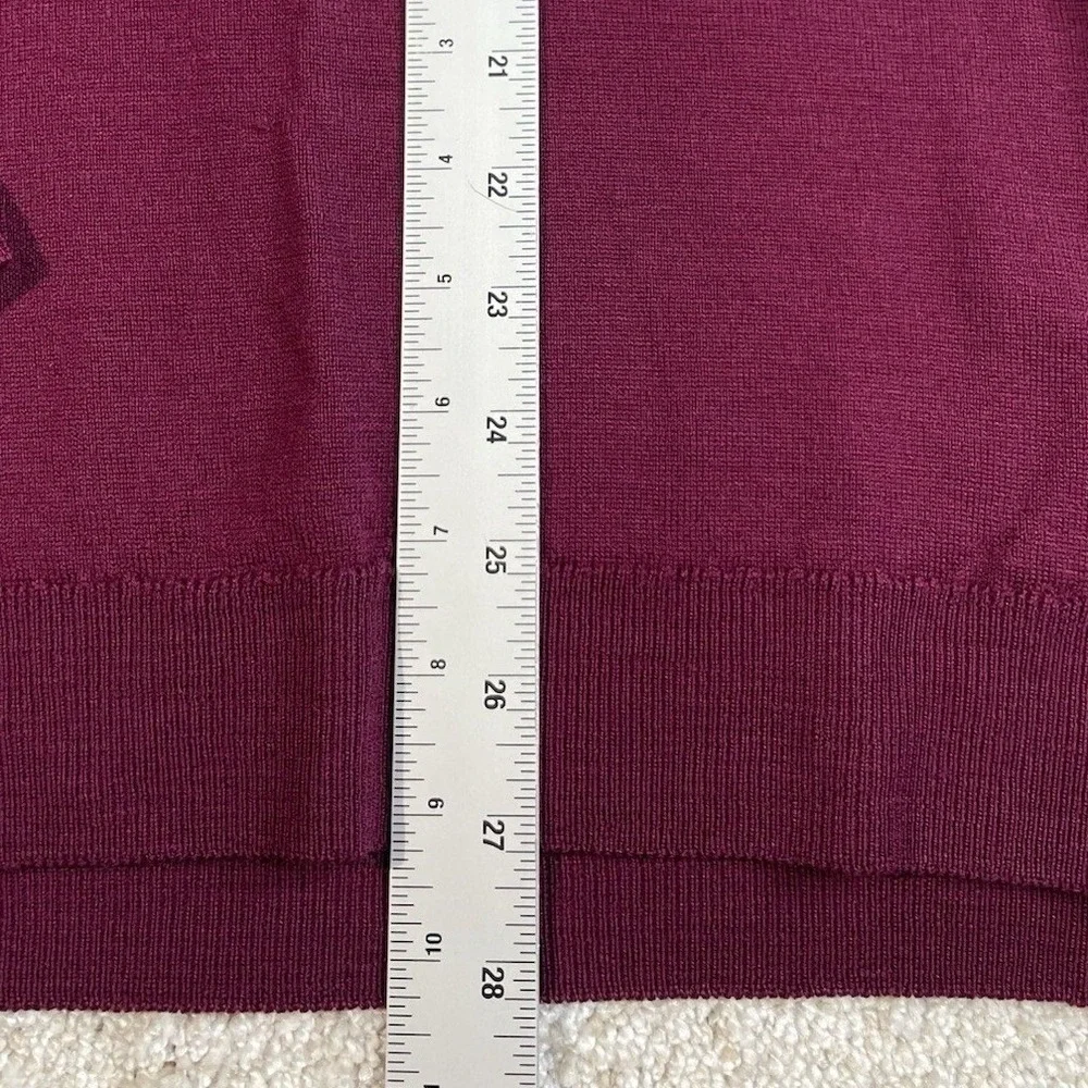 St Michael Sweater Mens 44‎ Burgundy V-Neck Pure Botany Wool Vintage UK Made